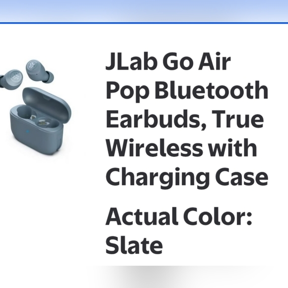 Jlab Go Air Pop Bluetooth Wireless Earbuds with Charging Case, Slate Color - Picture 7 of 9